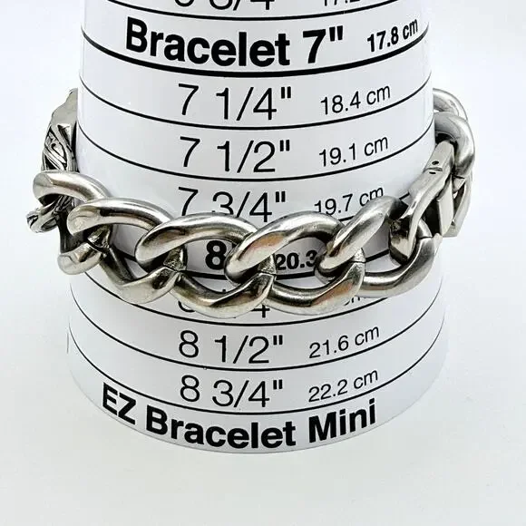 Unisex Gothic Knights Templar Biker Bracelet Cross Curb Rider Stainless Steel 8" - Picture 9 of 9